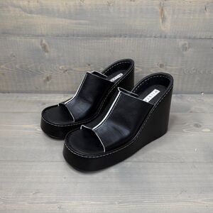 Miista Rhea Black Leather Sandals EU 38, US 7.5